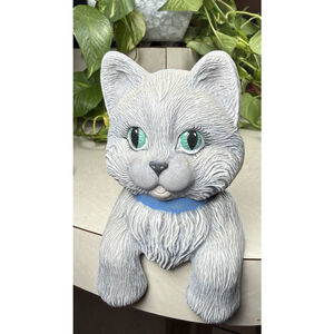Vintage HOMCO ? Gray Kitten Wall Pocket Planter Vase Cat Wall Decor READ